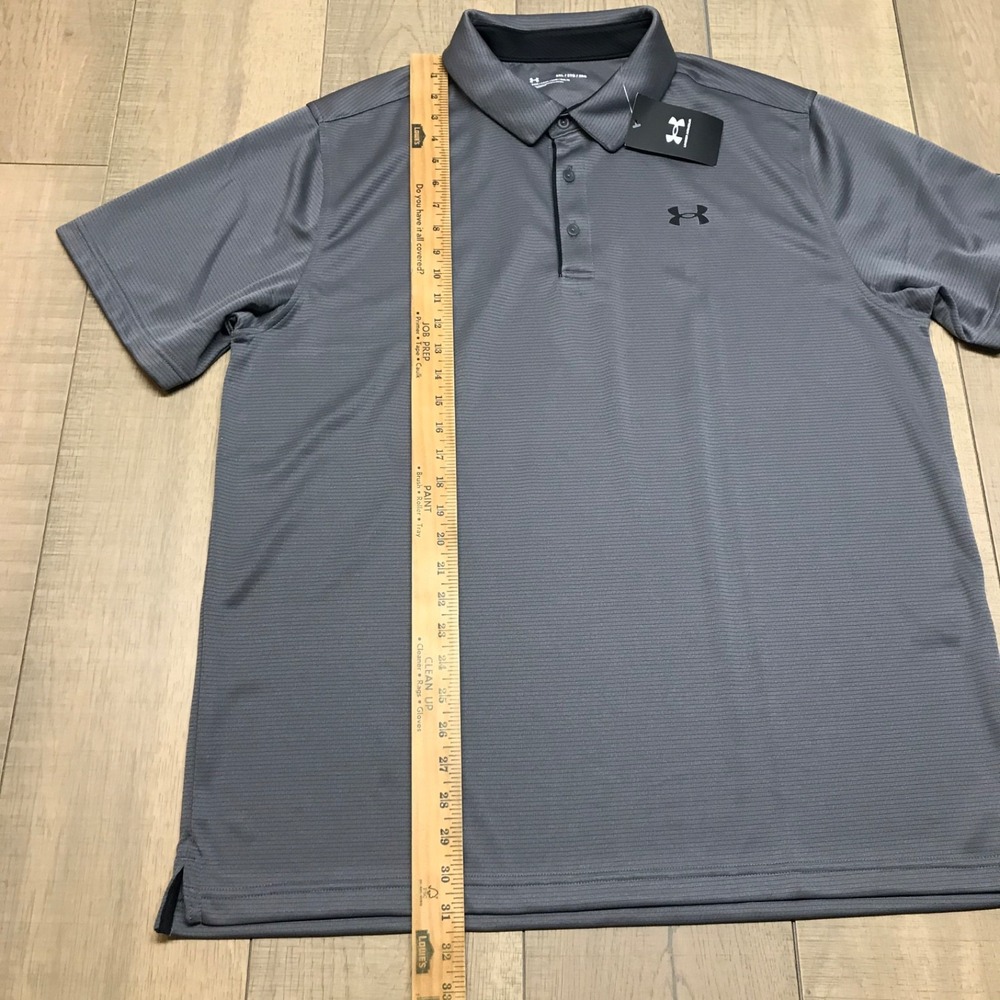 Under armour Polo Shirt Mens Size 2XL Gray Tech Golf Performance Short Sleeve UA - Picture 11 of 12